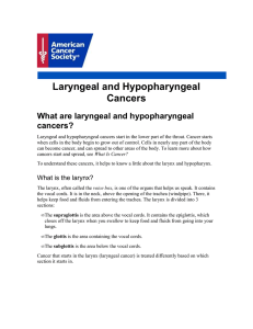 Laryngeal and Hypopharyngeal Cancers What are laryngeal and hypopharyngeal cancers?