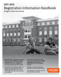 Registration Information Handbook 2011-2012 Oregon State University