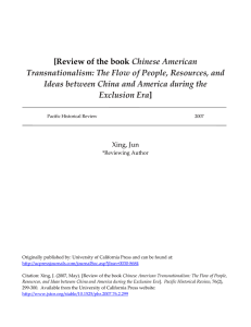 Chinese American Transnationalism: The Flow of People, Resources, and