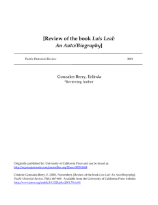 Luis Leal: An Auto/Biography Gonzales-Berry, Erlinda