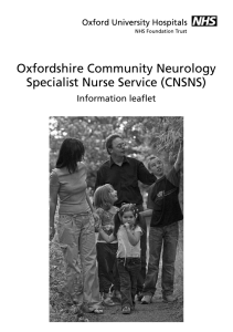 Oxfordshire Community Neurology Specialist Nurse Service (CNSNS) Information leaflet