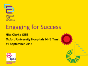 Engaging for Success Nita Clarke OBE Oxford University Hospitals NHS Trust