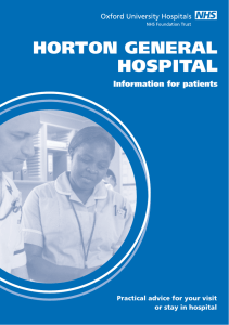 HORTON GENERAL HOSPITAL Information for patients Practical advice for your visit