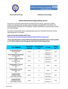 Oxford Neuroimmunology testing service