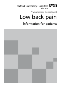 Low back pain Information for patients Oxford University Hospitals Physiotherapy Department
