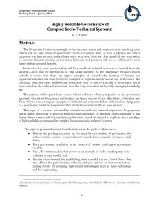 Highly Reliable Governance of Complex Socio-Technical Systems Abstract