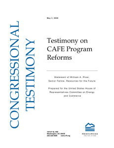 Testimony on CAFE Program Reforms