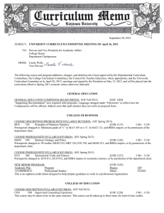 P  September 20, 2012 UNIVERSITY CURRICULUM COMMITTEE MEETING OF April 26, 2012