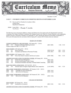 P  December 15, 2010 UNIVERSITY CURRICULUM COMMITTEE MEETING OF SEPTEMBER 23, 2010