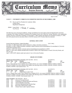 June 10, 2010 UNIVERSITY CURRICULUM COMMITTEE MEETING OF DECEMBER 3, 2009