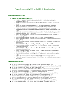 Proposals approved by UCC for the 2011-2012 Academic Year  ANNOUNCEMENT ITEMS