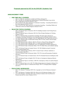 Proposals approved by UCC for the 2010-2011 Academic Year  ANNOUNCEMENT ITEMS