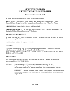 KUTZTOWN UNIVERSITY UNIVERSITY CURRICULUM COMMITTEE  Minutes of December 3, 2015