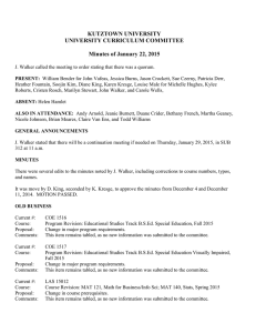 KUTZTOWN UNIVERSITY UNIVERSITY CURRICULUM COMMITTEE  Minutes of January 22, 2015