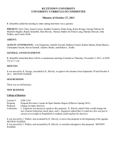 KUTZTOWN UNIVERSITY UNIVERSITY CURRICULUM COMMITTEE  Minutes of October 27, 2011