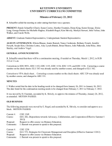 KUTZTOWN UNIVERSITY UNIVERSITY CURRICULUM COMMITTEE  Minutes of February 23, 2012