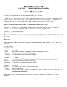 KUTZTOWN UNIVERSITY UNIVERSITY CURRICULUM COMMITTEE  Minutes of February 24, 2011