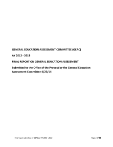 GENERAL EDUCATION ASSESSMENT COMMITTEE (GEAC) AY 2012 - 2013