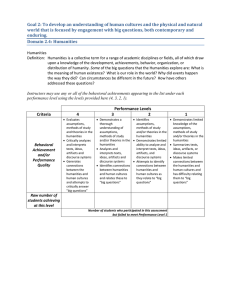 Goal 2: To develop an understanding of human cultures and... world that is focused by engagement with big questions, both...