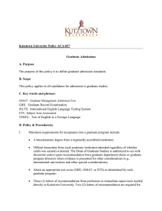 Kutztown University Policy ACA-037 Graduate Admissions A. Purpose