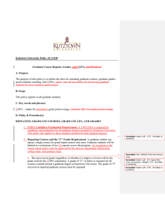 Kutztown University Policy ACA-038 Graduate Course Repeats, Grades, GPA