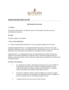 Kutztown University Policy ACA-034 Individualized Instruction A. Purpose