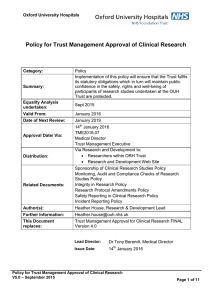 Policy for Trust Management Approval of Clinical Research