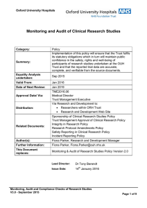 Monitoring and Audit of Clinical Research Studies