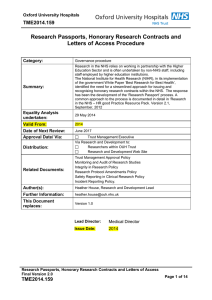 Research Passports, Honorary Research Contracts and Letters of Access Procedure  TME2014.159