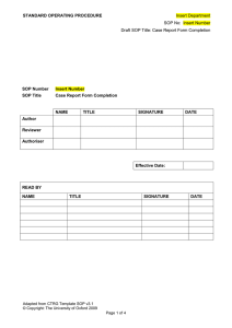 STANDARD OPERATING PROCEDURE  SOP Number Insert Number