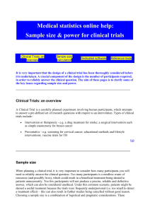 Medical statistics online help: Sample size &amp; power for clinical trials