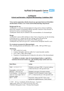 Azathioprine Oxford and Berkshire  Regional Rheumatology Guidelines 2010