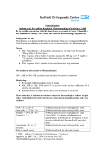 Penicillamine Oxford and Berkshire Regional  Rheumatology Guidelines 2008