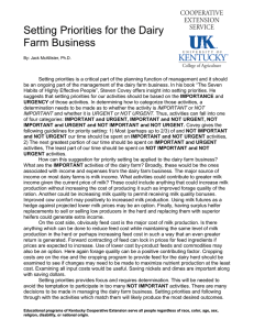 Setting Priorities for the Dairy Farm Business