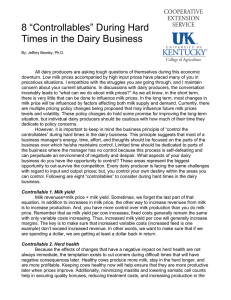 8 “Controllables” During Hard Times in the Dairy Business