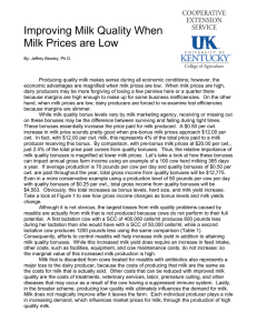 Improving Milk Quality When Milk Prices are Low