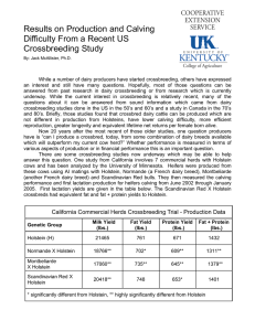 Results on Production and Calving Difficulty From a Recent US Crossbreeding Study