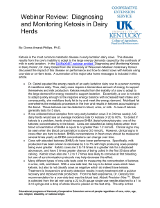Webinar Review:  Diagnosing and Monitoring Ketosis in Dairy Herds