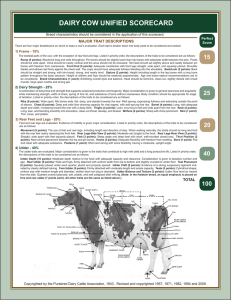 DAIRY COW UNIFIED SCORECARD MAJOR TRAIT DESCRIPTIONS Perfect