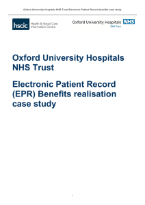 Oxford University Hospitals NHS Trust Electronic Patient Record (EPR) Benefits realisation