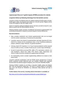 Laparoscopic Roux-en-Y gastric bypass (RYBG) procedure for obesity