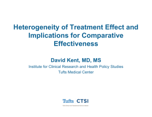 Heterogeneity of Treatment Effect and Implications for Comparative Effectiveness David Kent, MD, MS