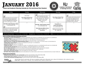 J 2016 ANUARY Career and Academic Planning Calendar for First and Second Year...