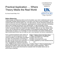 Practical Application … Where Theory Meets the Real World Ration Balancing