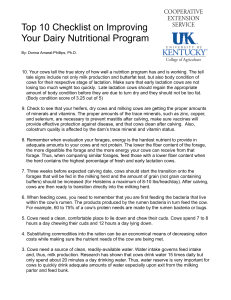 Top 10 Checklist on Improving Your Dairy Nutritional Program