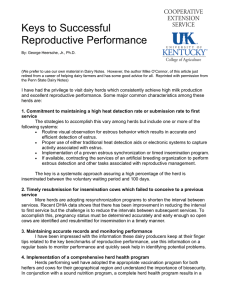Keys to Successful Reproductive Performance