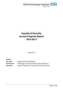 Equality &amp; Diversity Annual Progress Report 2012-2013