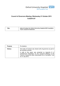 Council of Governors Meeting: Wednesday 21 October 2015 CoG2015.07