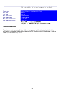 Data entered below will be used throughout the workbook: Trust name