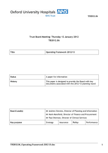 TB2011.06 Trust Board Meeting: Thursday 12 January 2012 TB2012.06